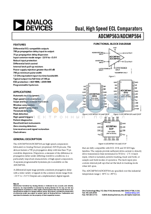 ADCMP563BCP-RL7 datasheet - Dual, High Speed ECL Comparators