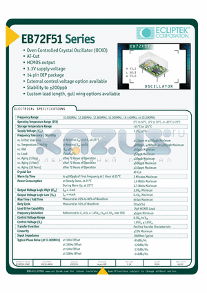 EB72F51C10AV2-20.000M-G datasheet - OSCILLATOR