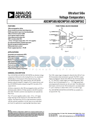 ADCMP581 datasheet - Ultrafast SiGe Voltage Comparators