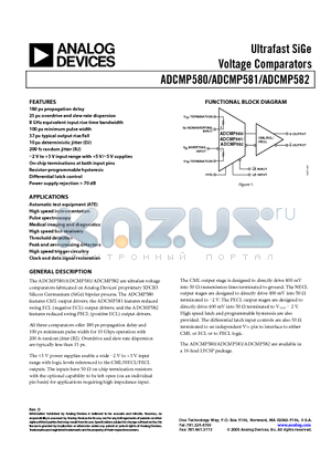 ADCMP581BCP-R2 datasheet - Ultrafast SiGe Voltage Comparators