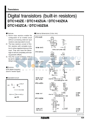 DTC143ZKA datasheet - Digital transistors (built-in resistors)