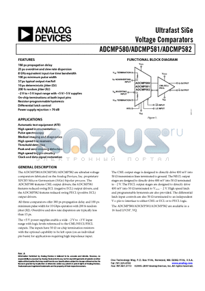 ADCMP580 datasheet - Ultrafast SiGe Voltage Comparators