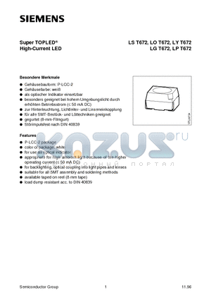 LOT672-MQ datasheet - Super TOPLED High-Current LED