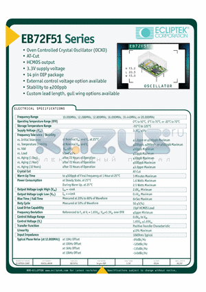 EB72F51D10BV2-20.000M-G datasheet - OSCILLATOR