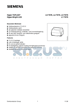 LOT676-R datasheet - Hyper TOPLED Hyper-Bright LED