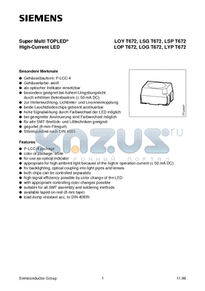 LOYT672 datasheet - Super Multi TOPLED High-Current LED