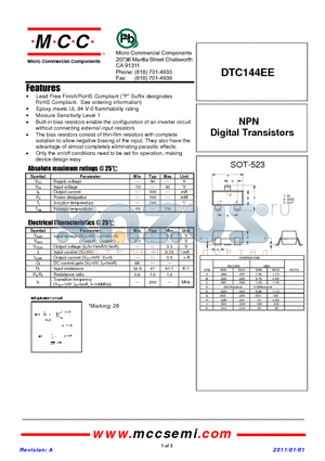 DTC144EE_11 datasheet - NPN Digital Transistors
