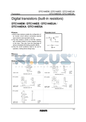 DTC144EM datasheet - Digital transistors (built-in resistors)