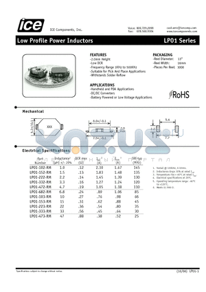 LP01-332-RM datasheet - Low Profile Power Inductors