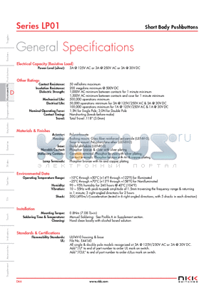 LP0115CCKW015FB datasheet - Short Body Pushbuttons