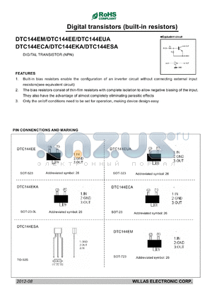 DTC144EUA datasheet - Digital transistors (built-in resistors)
