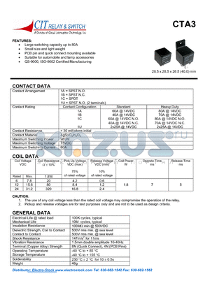 CTA3F1BCQ241 datasheet - CIT SWITCH