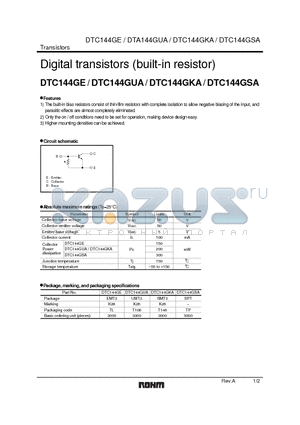 DTC144GSA datasheet - Digital transistors (built-in resistor)