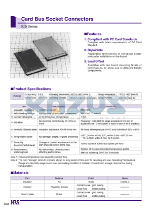 IC9-68RD-0.635SF datasheet - Card Bus Socket Connectors