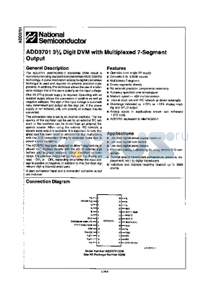 ADD3701CCN datasheet - 3 3/4 DIGIT DVM WITH MULTIPLEXED 7-SEGMENT OUTPUT