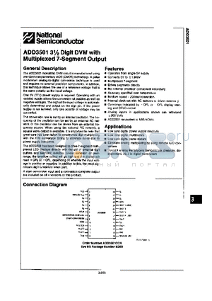 ADD3501CCN datasheet - 3 1/2 DIGIT DVM WITH MULTIPLEXED 7-SEGMENT OUTPUT