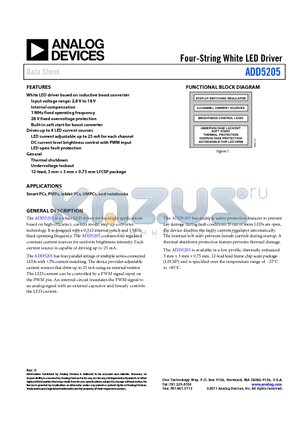 ADD5205 datasheet - Four-String White LED Driver