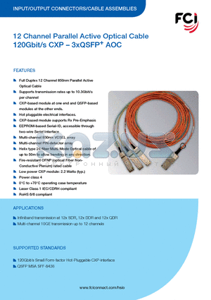 ICD120GVP2420-20 datasheet - 12 Channel Parallel Active Optical Cable