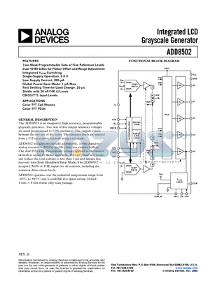 ADD8502 datasheet - Integrated LCD Grayscale Generator