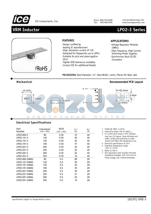 LP02-181-3 datasheet - VRM Inductor