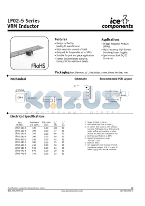 LP02-191-5 datasheet - VRM Inductor