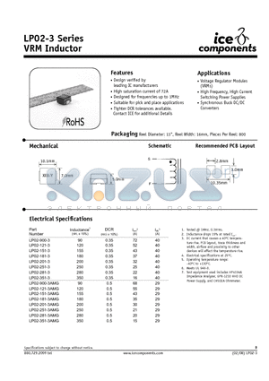 LP02-251-3 datasheet - VRM Inductor