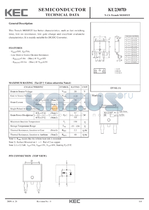 KU2307D datasheet - N-Ch Trench MOSFET