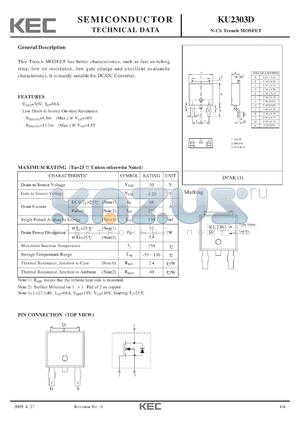 KU2303D datasheet - N-Ch Trench MOSFET