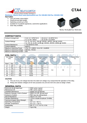 CTA41AC5 datasheet - CIT SWITCH