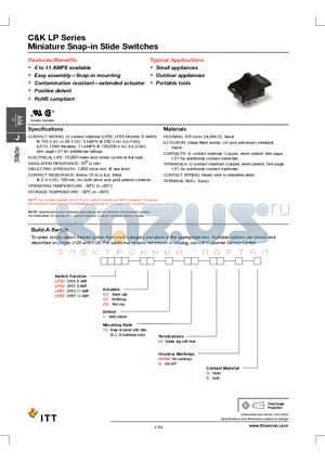 LP02C11T203B datasheet - Miniature Snap-in Slide Switches