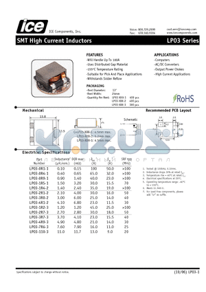 LP03-110-3 datasheet - SMT High Current Inductors