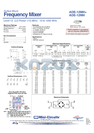 ADE-12MH+ datasheet - Frequency Mixer