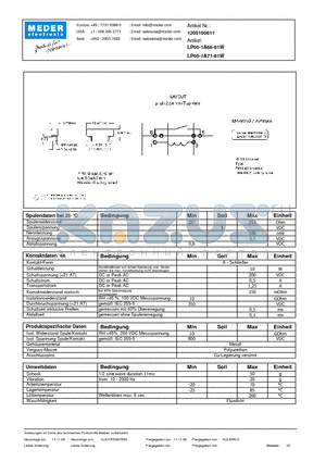 LP05-1A66-81W_DE datasheet - (deutsch) LP Reed Relay