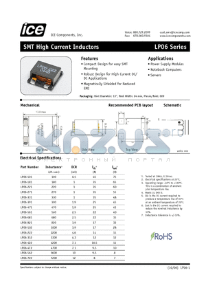 LP06-561 datasheet - SMT High Current Inductors