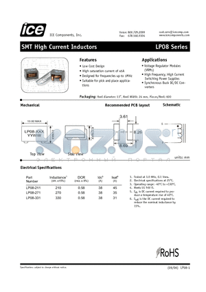 LP08-271 datasheet - SMT High Current Inductors