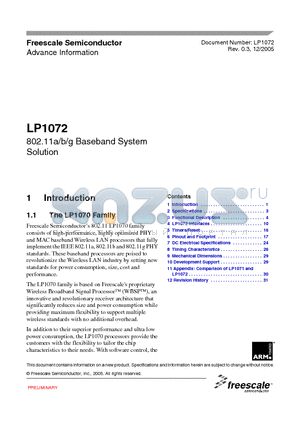 LP1072 datasheet - 802.11a/b/g Baseband System Solution