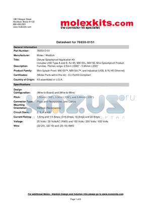 63811-7600 datasheet - Deluxe Splashproof Application Kit Includes USB Type A and B, RJ-45, MX150L, MX150, Mini-Splashproof Product