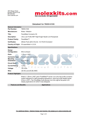 63811-7900 datasheet - Ultra Low Profile SMT Right Angle Header and Receptacle