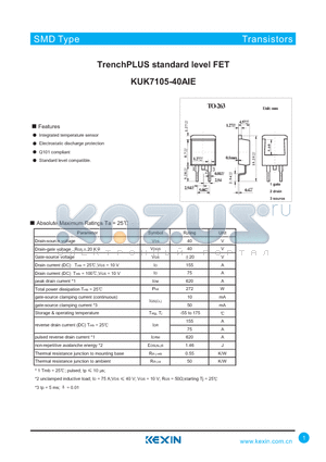 KUK7105-40AIE datasheet - TrenchPLUS standard level FET