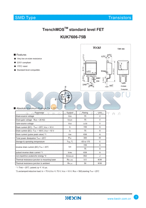 KUK7606-75B datasheet - TrenchMOSTM standard level FET