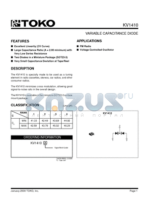 KV1410TL datasheet - VARIABLE CAPACITANCE DIODE