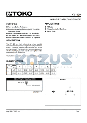 KV1420TL datasheet - VARIABLE CAPACITANCE DIODE