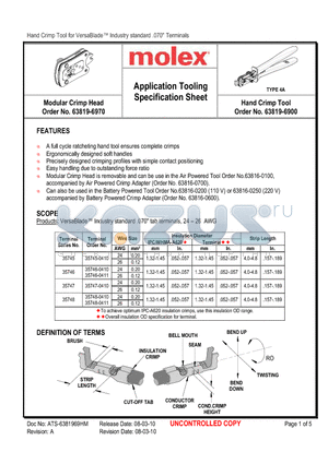 63816-0100 datasheet - Application Tooling Specification Sheet