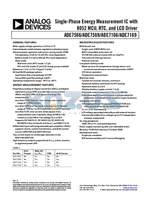 ADE7169ASTZF16-RL datasheet - Single-Phase Energy Measurement IC with 8052 MCU, RTC, and LCD Driver