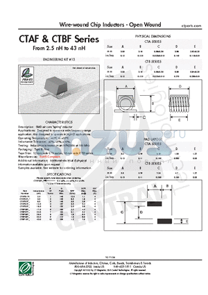 CTAF04TG datasheet - Wire-wound Chip Inductors - Open Wound
