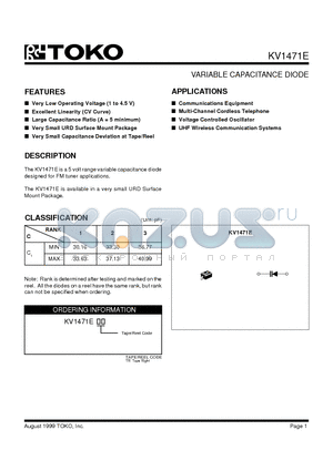 KV1471ETR datasheet - VARIABLE CAPACITANCE DIODE