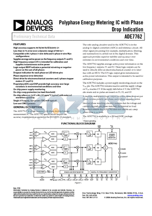 ADE7762 datasheet - Polyphase Energy Metering IC with Phase Drop Indication