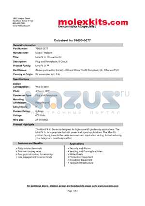 63819-0900 datasheet - Plug and Receptacle, 8 Circuit