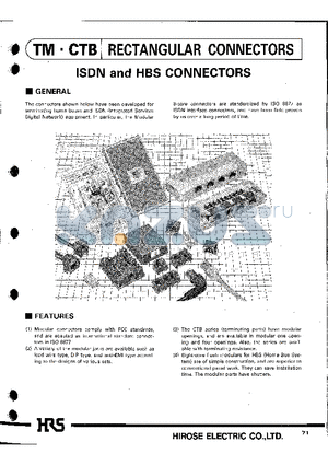 CTB-86TB2-M1 datasheet - ISDN and HBS CONNECTORS
