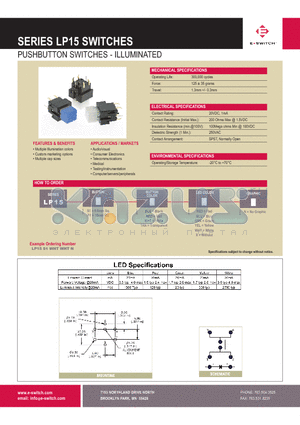 LP15R1TRABLUN datasheet - PUSHBUTTON SWITCHES - ILLUMINATED